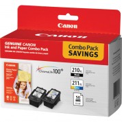 Canon Pg-210xl Black & Cl-211xl Color Inks And Paper Combo Pack