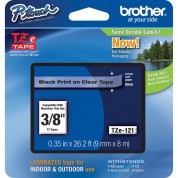 Brother Tze121 Laminated Tape For P-touch Labelers (black On Clear, 0.38