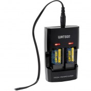 Watson Dual Rapid Charger For 3v Cr123a And Cr2 Lithium Batteries With 2 Cr2 Batteries