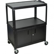 Luxor Avj42xlc Steel Adjustable Height Extra Large Av Cart With Cabinet - Black