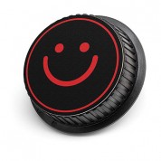 Lenzbuddy Happy Face Rear Lens Cap For Nikon Cameras (black & Red)