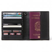 Barber Shop Fringe Leather Passport And Memory Card Holder (black)