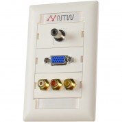 Ntw Pre-configured Customizable Unimedia Wall Plate With Vga, 1/8