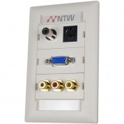 Ntw Pre-configured Customizable Unimedia Wall Plate With Vga, 1/8