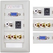 Ntw Pre-configured Customizable Unimedia Wall Plate With Vga, 1/8