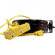 Stage Ninja 14-awg 3-outlet Retractable Power Reel With Circuit Breaker (yellow Cord, Black Steel Housing, 30')