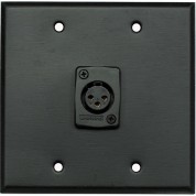 Whirlwind Wp2b/1fw 2-gang Wall Plate With 1 Whirlwind Wc3f Female Xlr Terminal (black Finish)