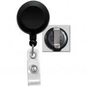 Brady People Id Badge Reel With Clear Vinyl Strap & Belt Clip (black, 25-pack)