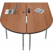 Balt Mediaspace Multimedia & Collaboration Table (large Double, Amber Cherry Laminate, Black Edge, Platinum Legs)