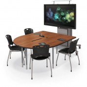 Balt Mediaspace Multimedia & Collaboration Table (large Double, Amber Cherry Laminate, Black Edge, Platinum Legs)