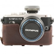 Megagear Mg918 Ever Ready Leather Case With Bottom Opening For Olympus Pen E-pl8 (dark Brown)