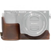 Megagear Ever Ready Leather Half-bottom Camera Case For Sony Alpha A6300/a6000 (dark Brown)