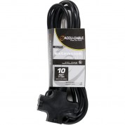 American Dj Accu-cable Ac Extension Cord With Three Outlets (16 Awg, Black, 10')