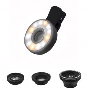 Bower 4-piece Led Lens Kit For Smartphones (fisheye, Macro, Wide-angle, And Led Lights)