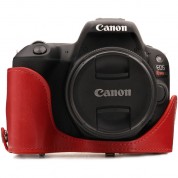 Megagear Ever Ready Pu Leather Case With Strap For Canon Eos Rebel Sl2, Eos 200d & Kiss X9 With 18-55mm (red)