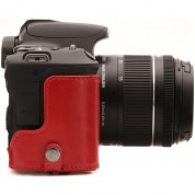 Megagear Ever Ready Pu Leather Case With Strap For Canon Eos Rebel Sl2, Eos 200d & Kiss X9 With 18-55mm (red)