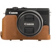 Megagear Ever Ready Pu Leather Case With Strap For Canon M100 With 15-45mm (light Brown)