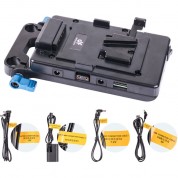 Digitalfoto Solution Limited V-mount Power Plate With Usb, 7.2v, 12v, And D-tap Outputs And 15mm Rod Clamp