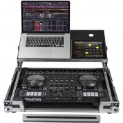 Odyssey Flight Zone Glide Style Case For Traktor Kontrol S4 Mk3 Dj Controller (silver & Chrome Hardware)