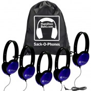 Hamiltonbuhl Sack-o-phones Primo Student Headphones (set Of 5, Blue)