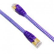 Tera Grand Cat 7 Ultra Flat Braided Ethernet Patch Cable (10gb, 25', Purple & Blue)