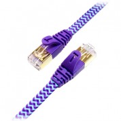 Tera Grand Cat 7 Ultra Flat Braided Ethernet Patch Cable (10gb, 25', Purple & Blue)