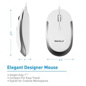 Macally Usb Optical Silent Click Mouse (white/gray)