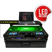 Prox Led Flight Case With 1 Ru Rackspace And Wheels For Pioneer Dj Ddj-1000 And Flx6 (black On Black)