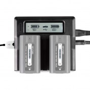 Shape Np-f Dual-bay Charger With Lcd