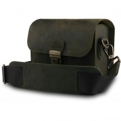 Megagear Pebble Genuine Leather Camera Messenger Bag For Mirrorless, Instant And Dslr Cameras (green)