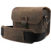 Megagear Pebble Genuine Leather Camera Messenger Bag For Mirrorless, Instant And Dslr Cameras (cinnamon)