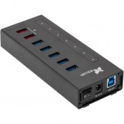 Xcellon 7-port Powered Usb 3.0 Slim Aluminum Hub With 2 Dual Data/charging Ports