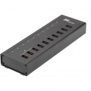 Xcellon 10-port Powered Usb 3.0 Slim Aluminum Hub With 3 Dual Data/charging Ports