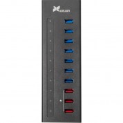 Xcellon 10-port Powered Usb 3.0 Slim Aluminum Hub With 3 Dual Data/charging Ports