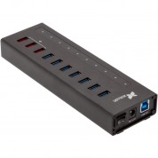 Xcellon 10-port Powered Usb 3.0 Slim Aluminum Hub With 3 Dual Data/charging Ports