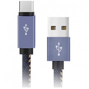 Atech Flash Technology Denim Usb 2.0 Type-a Male To Type-c Male Cable (3.3')