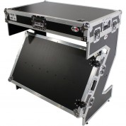 Prox Dj Z-table Junior Compact Workstation Flight Case With Table And Wheels (silver On Black)