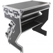 Prox Dj Z-table Junior Compact Workstation Flight Case With Table And Wheels (silver On Black)