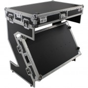 Prox Dj Z-table Junior Compact Workstation Flight Case With Table And Wheels (silver On Black)