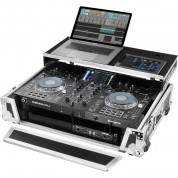 Odyssey Flight Zone Glide Style Flight Case For Denon Prime 2 Controller System (silver On Black)