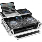 Odyssey Flight Zone Glide Style Flight Case For Denon Prime 2 Controller System (silver On Black)