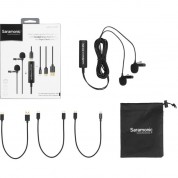 Saramonic Lavmicro+dc2m Dual Omnidirectional Lavalier Microphone With Monitoring For Ios, Android & Computer