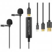 Saramonic Lavmicro+dc2m Dual Omnidirectional Lavalier Microphone With Monitoring For Ios, Android & Computer