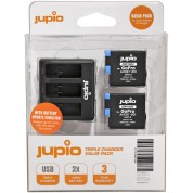 Jupio 2 X 1260mah Li-ion Batteries & Triple Charger Kit For Gopro Hero8