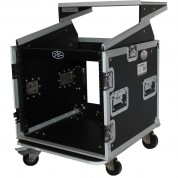 Prox T-10mrlt Dj Combo Flight Case With Shelf And Wheels (10 Ru Vertical Rack, 10 Ru Top Mixer)