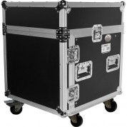 Prox T-10mrlt Dj Combo Flight Case With Shelf And Wheels (10 Ru Vertical Rack, 10 Ru Top Mixer)