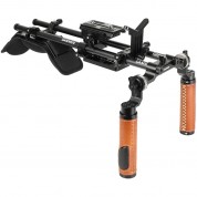 Camvate Pro Shoulder Rig With Baseplate, Lens Support & Dual Leather Handgrips (brown)