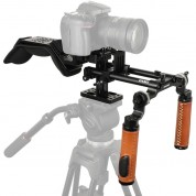 Camvate Shoulder Rig With Qr Baseplate, Lens Support & Dual Leather Handgrips