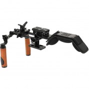 Camvate Shoulder Rig With Qr Baseplate, Lens Support & Dual Leather Handgrips