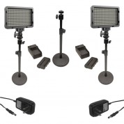 Bescor Xt160 2-light Kit With Tabletop Stands And Batteries